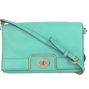 Kate Spade Hampton Road Juliana Leather Flap Turquoise Aqua Cove Crossbody Bag